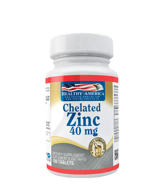 Chelated Zinc 40 mg Healthy America 100 tabletas