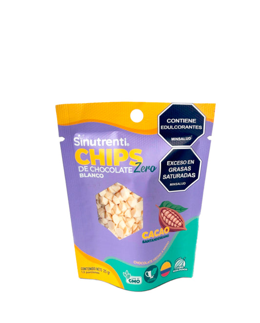 Chips de chocolate blanco Sinutrenti Zero en presentación para repostería.