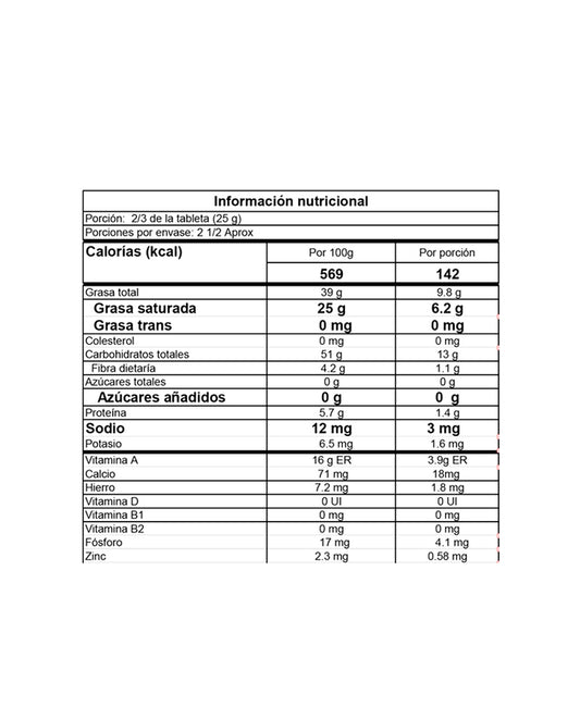 Chocolate oscuro arroz soplado 70% cacao Chacha 70 gr