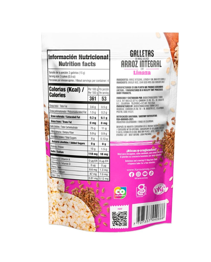 Galletas de arroz inflado integral con linaza "Karavansay"