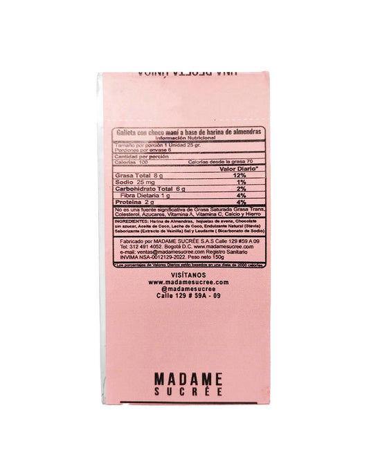 Galletas choco maní Madame sucree 6 unds