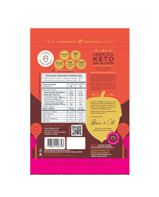 Granola keto choco canela "Cinco avellanas"