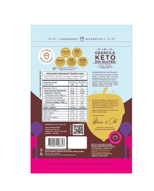 Granola keto coco mora "Cinco avellanas"