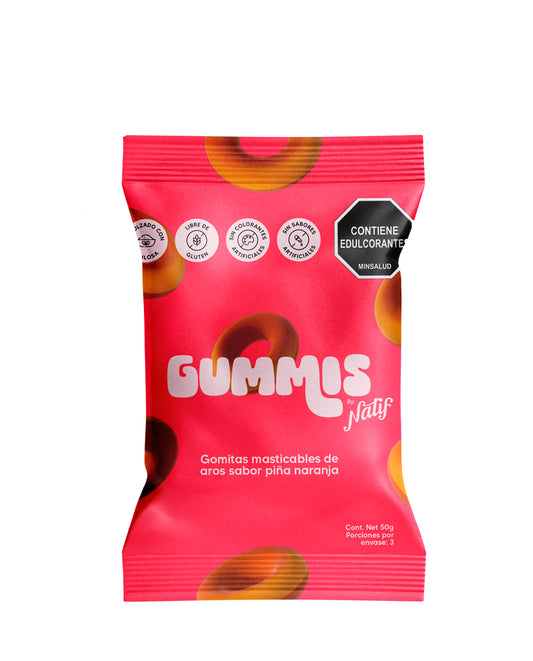 Gummis aros de piña naranja Natif 50 gr