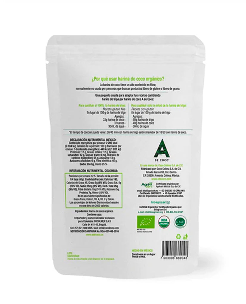 Harina de coco organica A de coco 500 gr