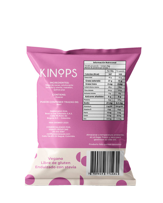 Kinops chocolate blanco vegano Natif 30 gr