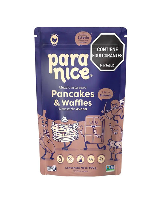 Mezcla en polvo para preparar pancakes y waffles de brownie Paranice.