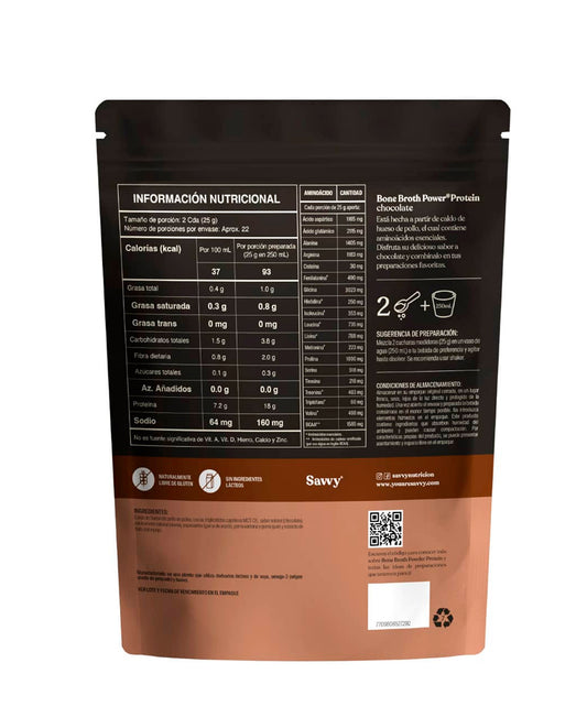 Proteina bone broth power chocolate Savvy 560 gr