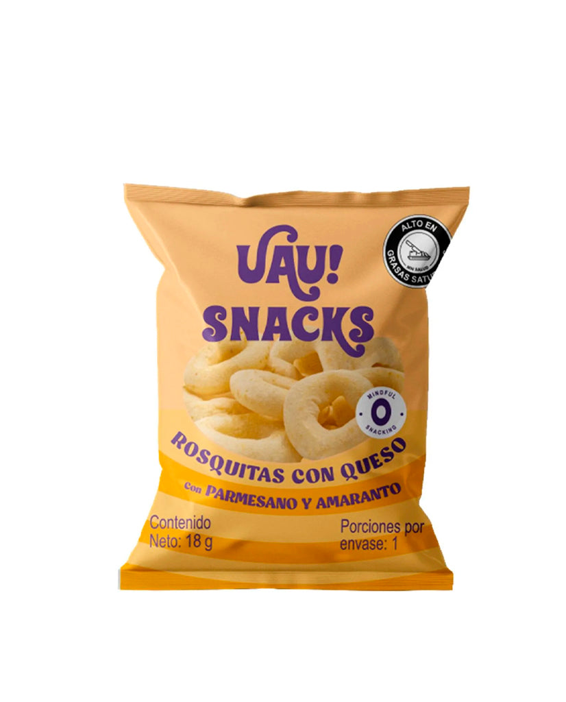 Rosquitas con queso parmesano y amaranto "Uau snacks" 18 gr