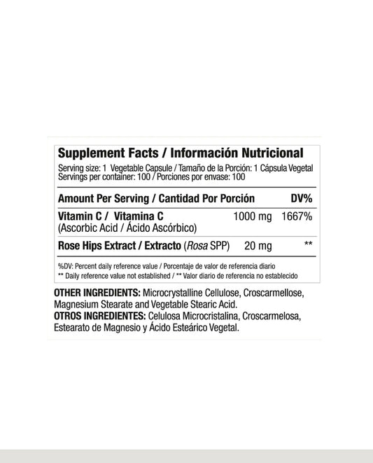 Vitamina C 1000 mg with Rose Hips Medical Green 100 Tabletas
