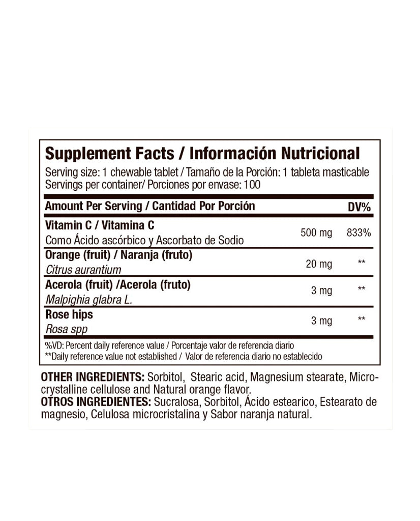 Vitamina C 500 mg chewable "Medical Green" 100 Tabletas