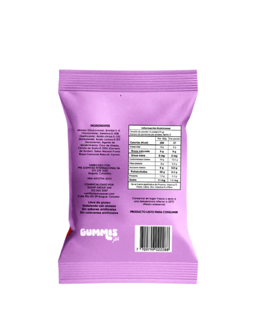 Gummis corazones de frambuesa "Natif" 30 gr