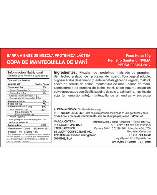 Barra de proteína peanut Butter Cup One 60 gr