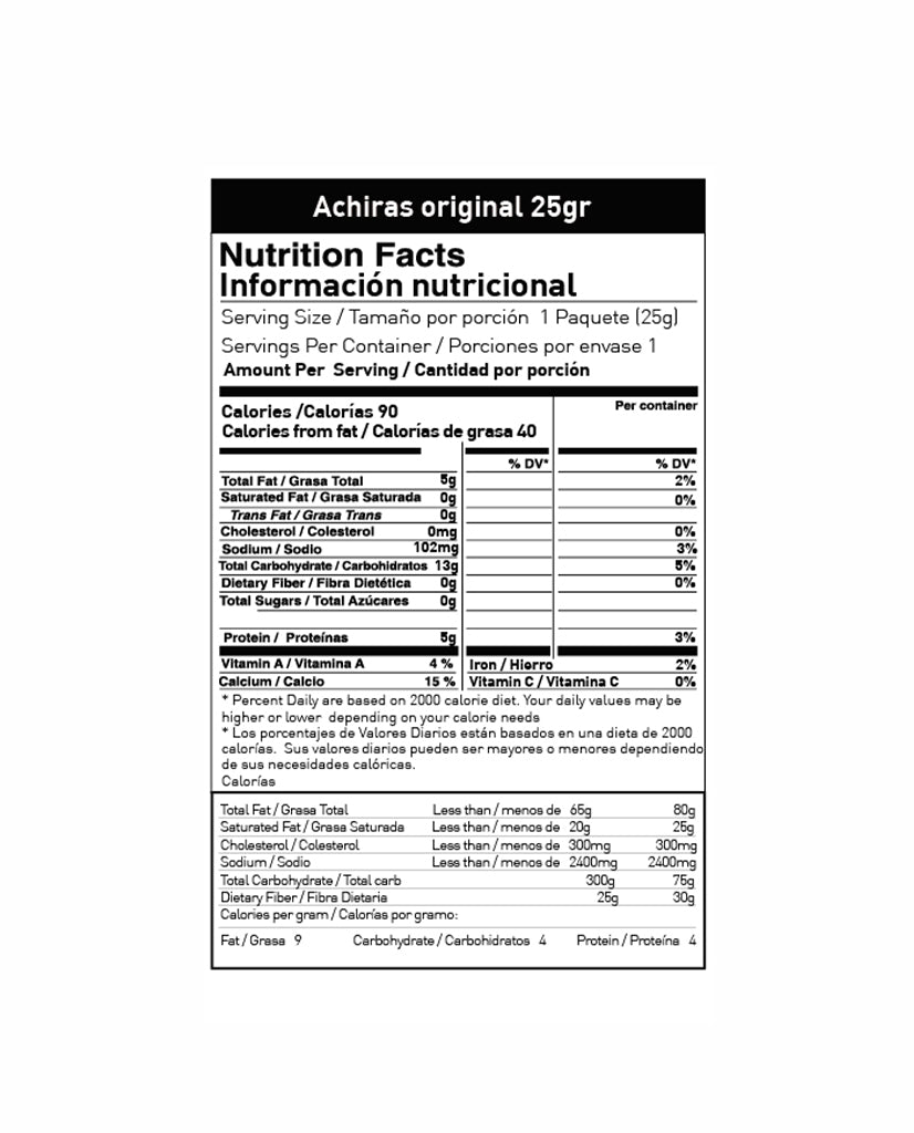 Achiras "Mauka" 25 gr Sin Gluten