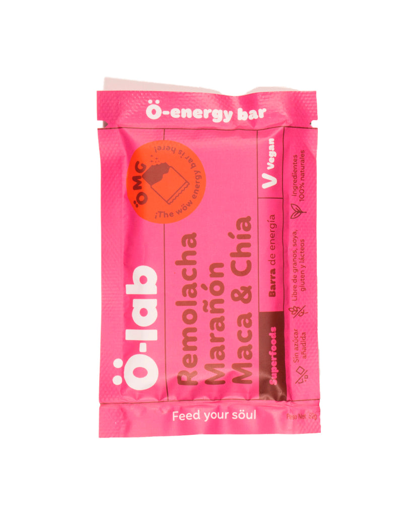 Barra de proteína remolacha, marañon, maca & chía O-lab 50 gr