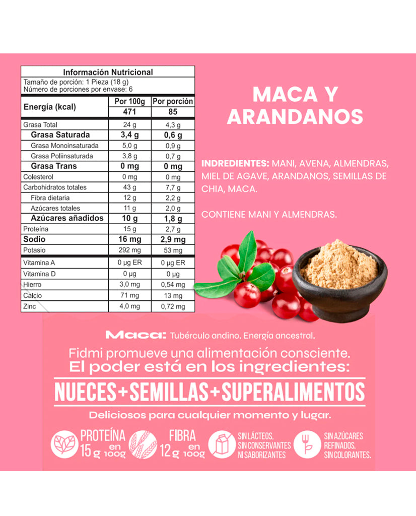 Bola maca y arándano Fidme 36 gr