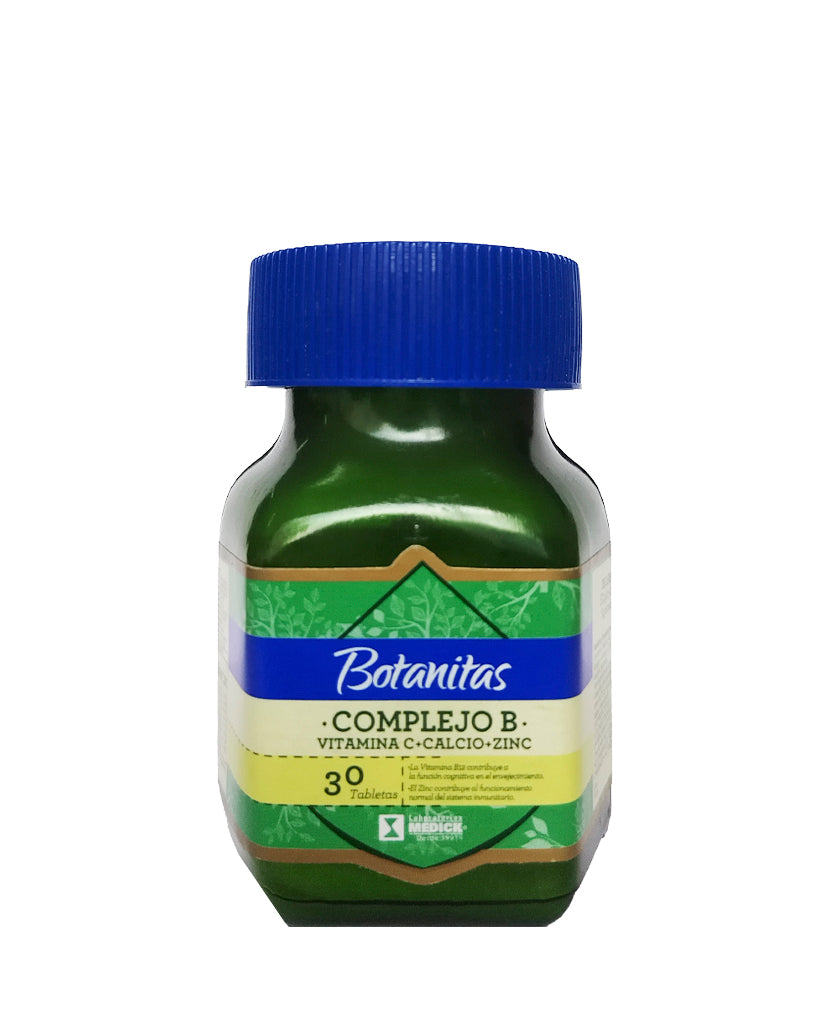 omplejo B + Vitamina C + Calcio + Zinc Botanitas 30 tabletas