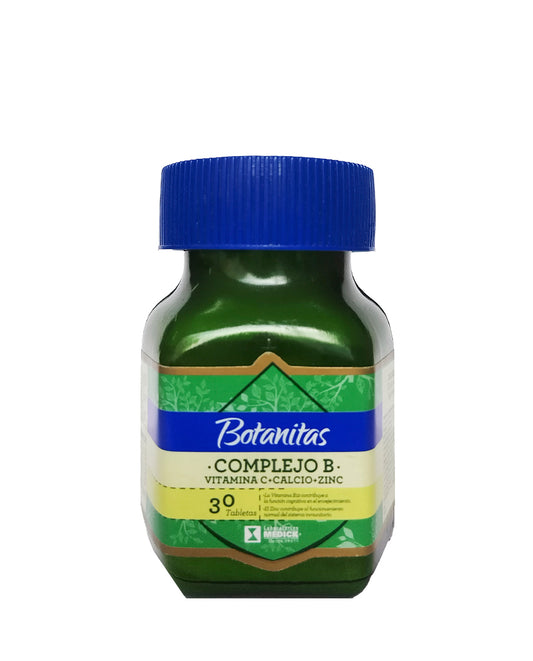 omplejo B + Vitamina C + Calcio + Zinc Botanitas 30 tabletas