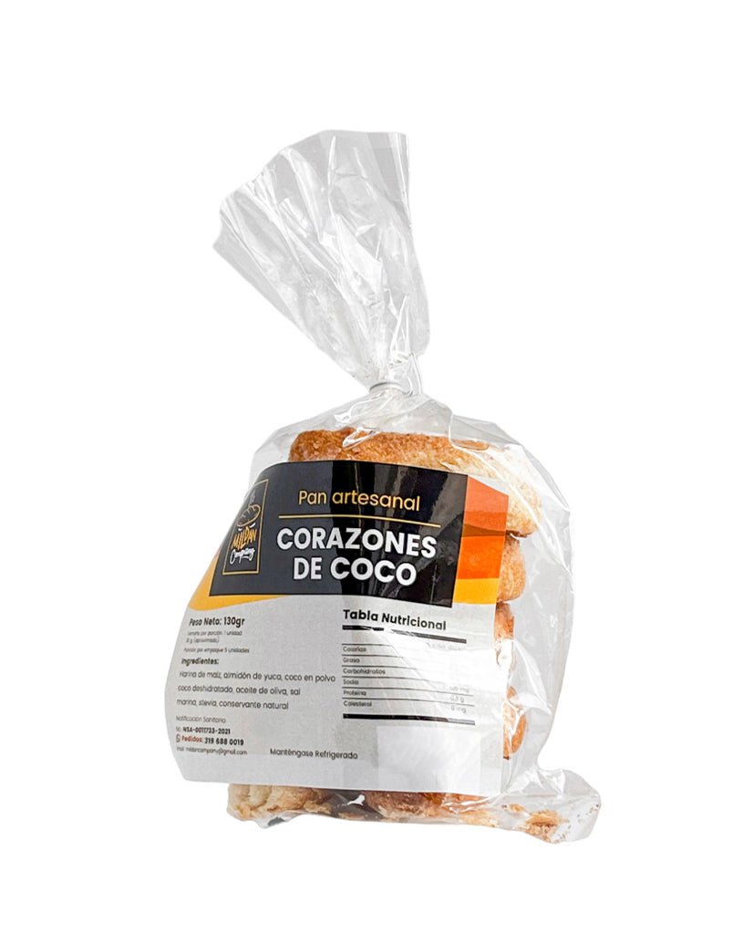 Corazones de coco artesanal Mildan 130 gr Sin Gluten