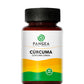 Frasco de Cúrcuma en cápsulas Pangea, suplemento funcional de extracto puro para el bienestar.
