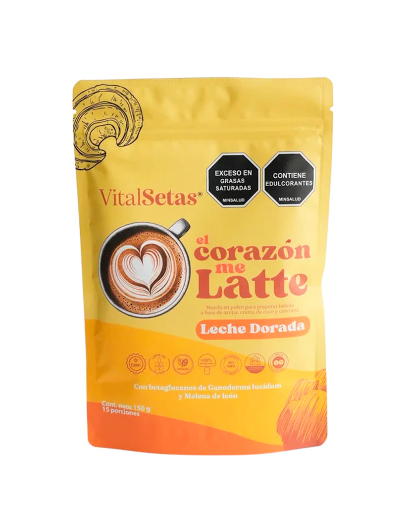 Empaque de Leche Dorada Vital Setas con cúrcuma y hongos funcionales.