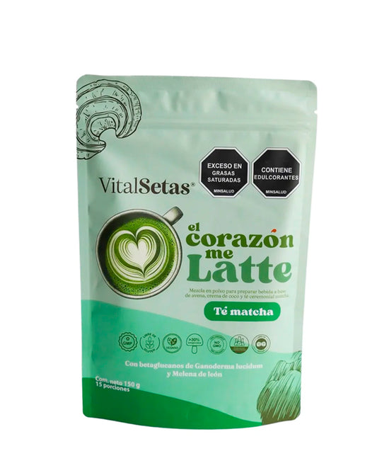 Mezcla de té matcha con melena de león y ganoderma lucidum de Vital Setas.