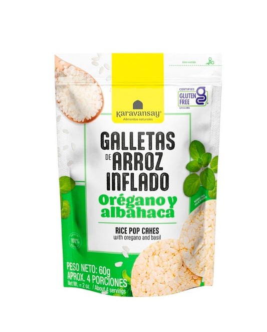 Galletas de arroz inflado con orégano y albahaca "Karavansay"
