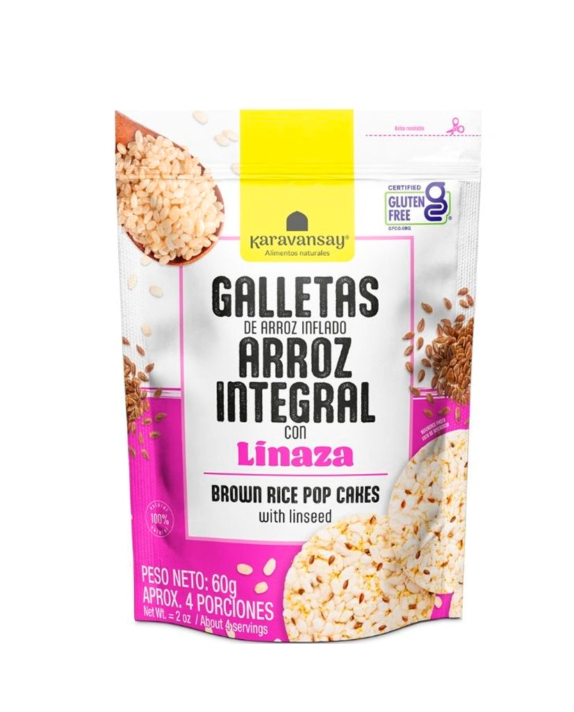 Galletas de arroz inflado integral con linaza "Karavansay"