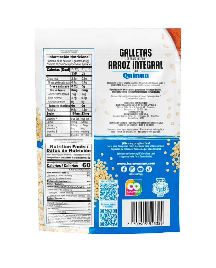 Galletas de arroz inflado integral con quinua "Karavansay"