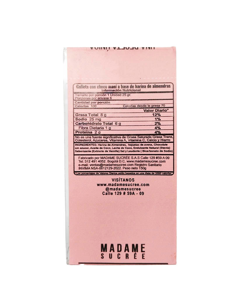 Galletas choco maní Madame sucree 6 unds