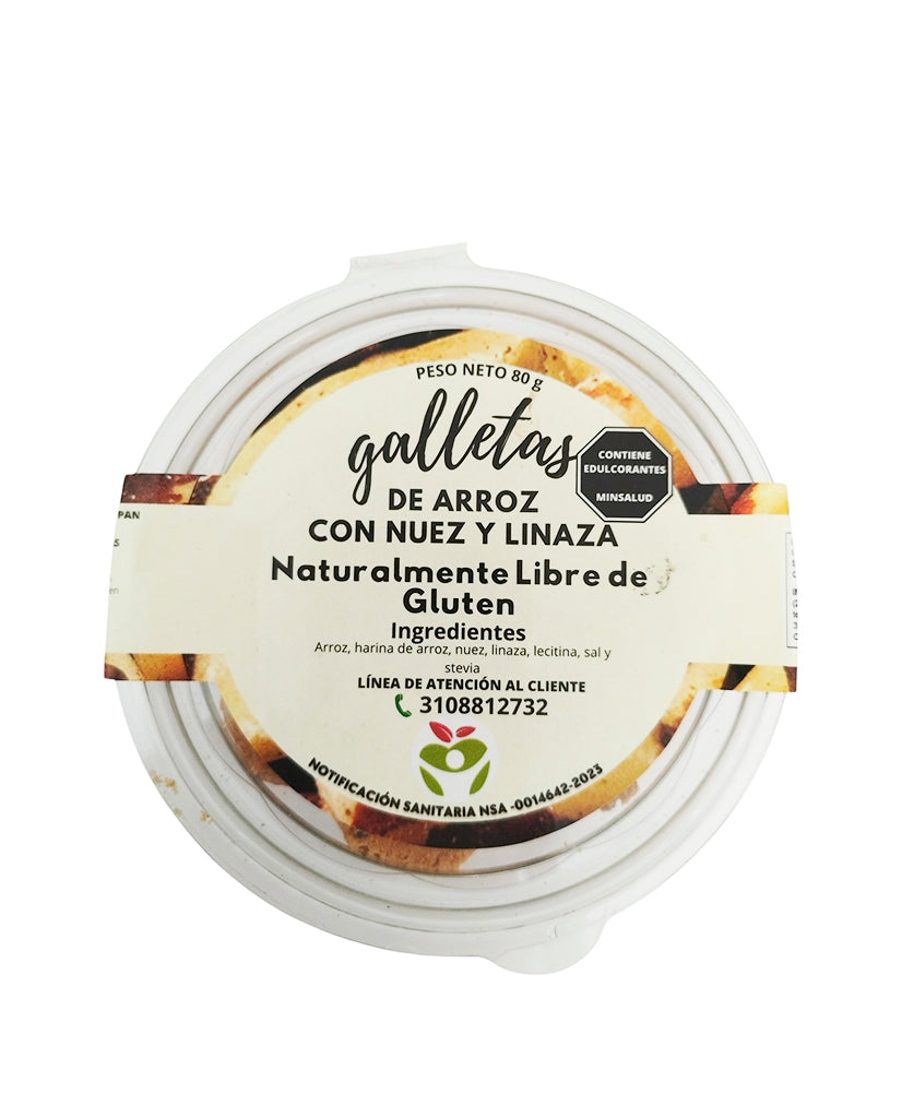 Galletas de arroz con nuez y linaza Vida sana 80 gr