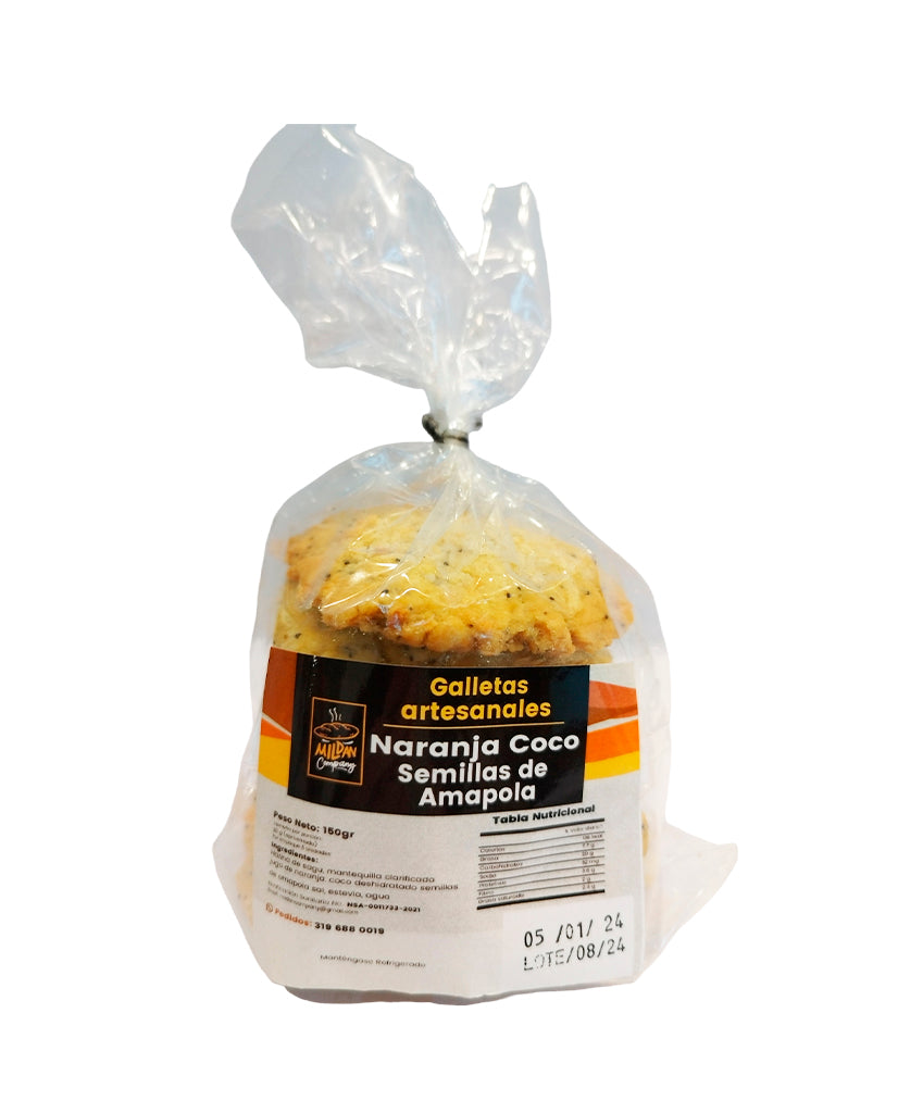 Galletas de naranja con coco y semillas de chía Mildan 150 gr Sin Gluten