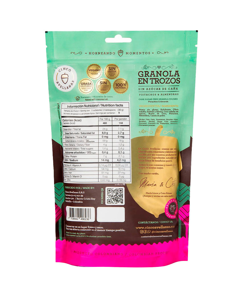 Granola cero azúcar pistacho y avellanas Cinco avellanas 280 gr