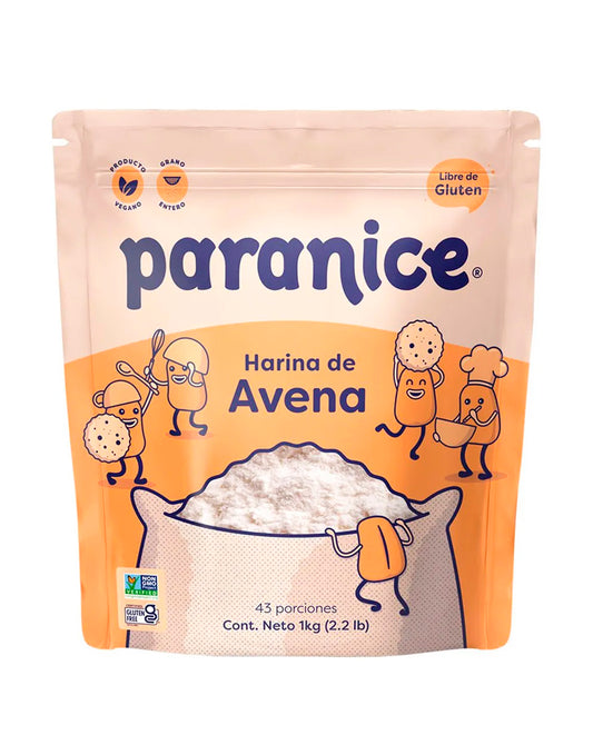 Empaque de harina de avena Paranice molida finamente y sin gluten.