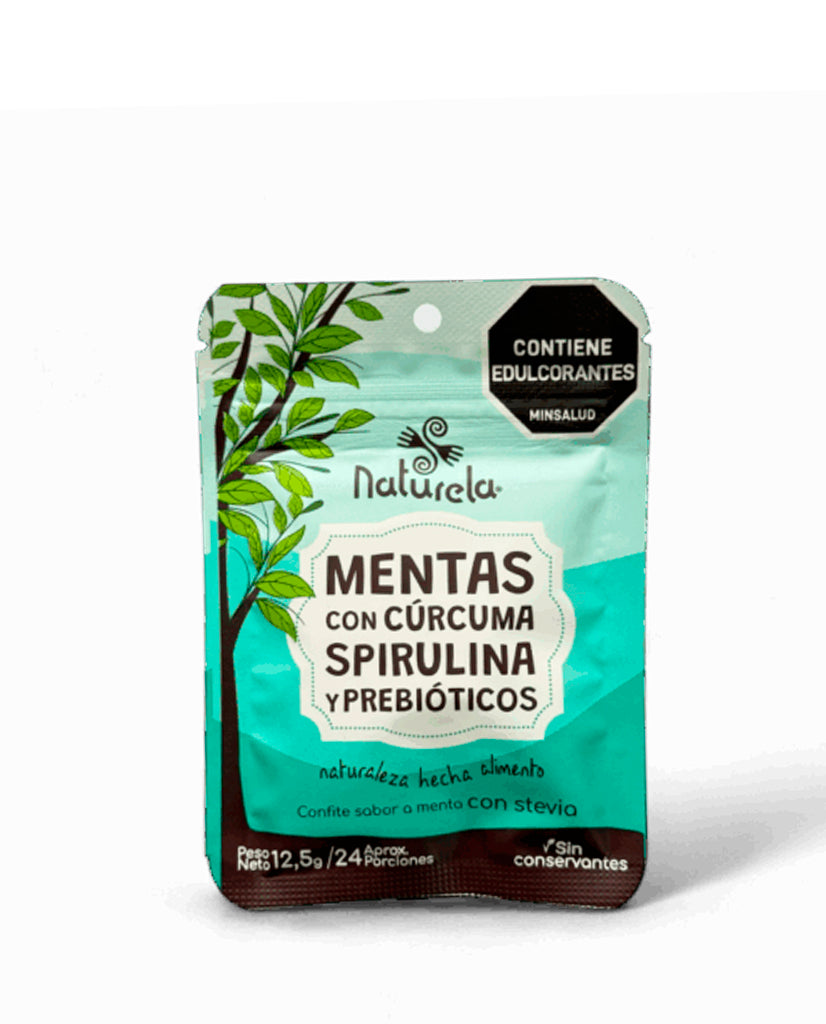 Mentas con curcuma spirulina y prebioticos "Naturela" 12.5 gr