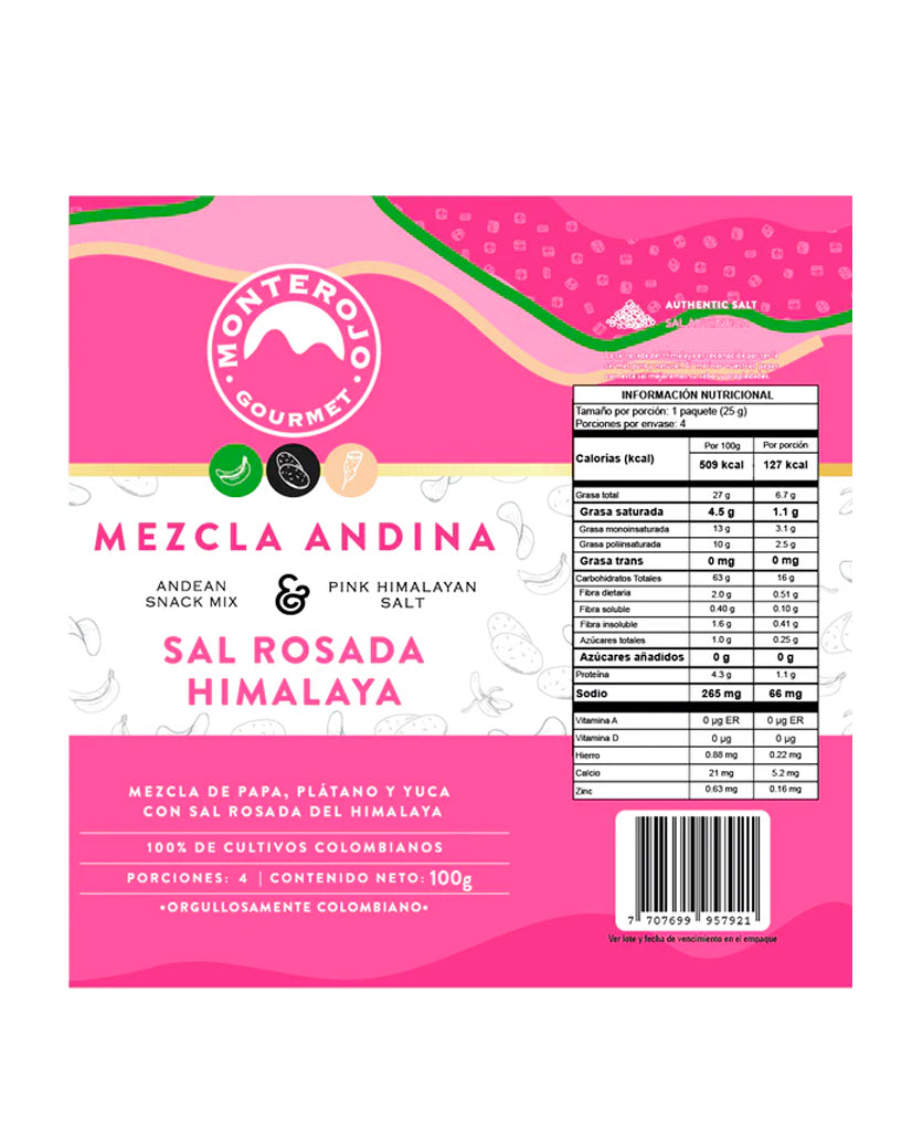 Mezcla andina sal rosada himalaya "Monterojo" 100 gr