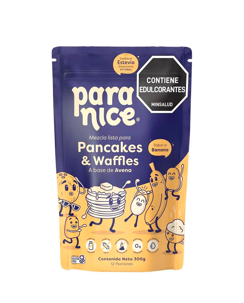 Mezcla para pancakes y waffles de banano Paranice de 300g.