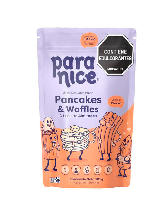 Empaque de mezcla para pancakes y waffles sabor churro Paranice.