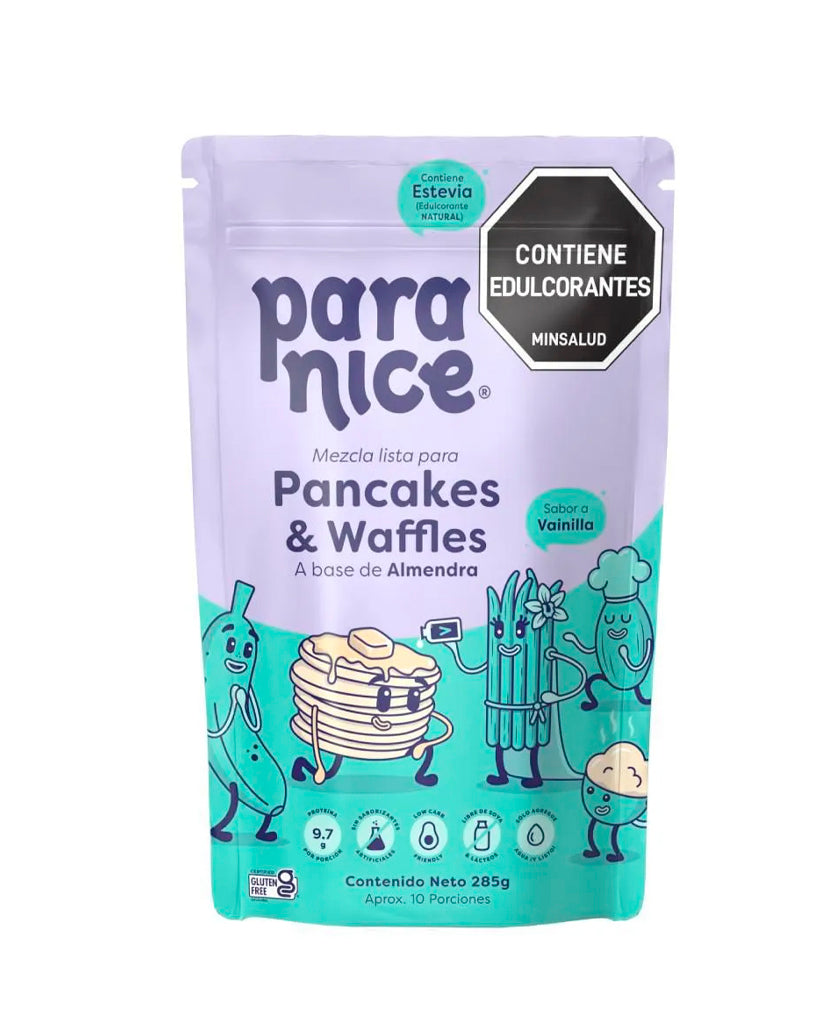 Mezcla para pancakes Paranice sabor vainilla y almendra en polvo.