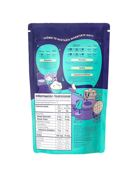 Información nutricional de la mezcla de vainilla Paranice sin azúcar.