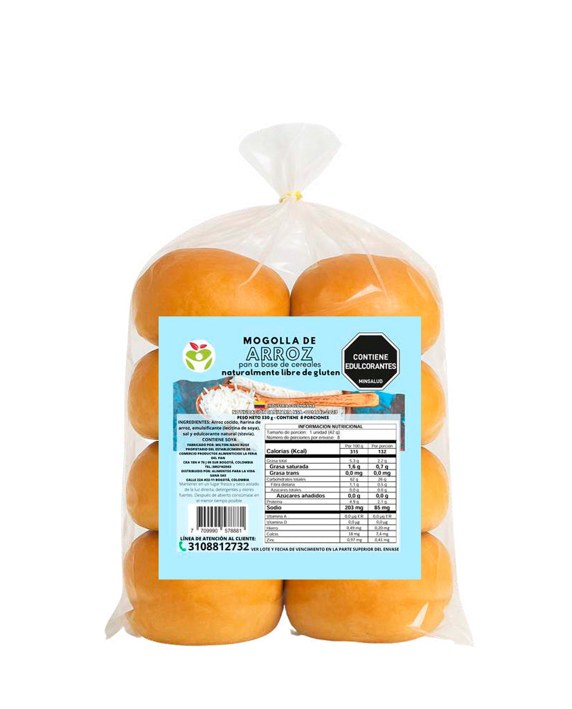 Mogollas de arroz sin gluten Vida Sana panadería digestiva.