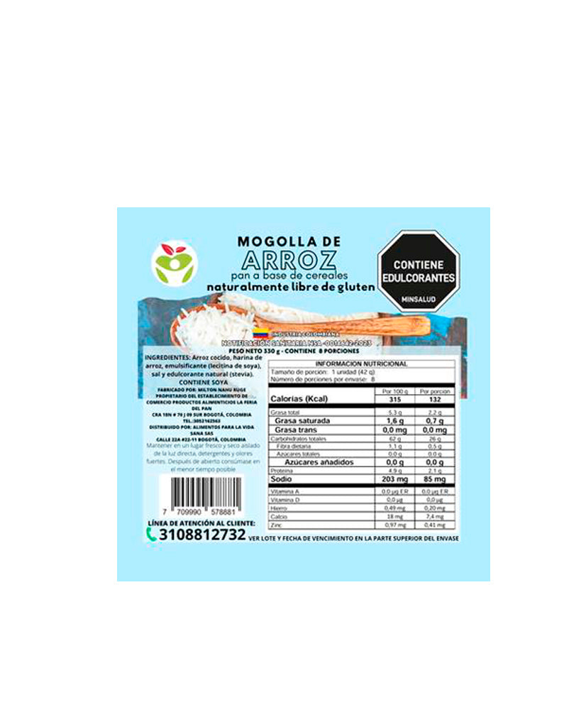 Mogollas de arroz sin gluten Vida Sana panadería digestiva.