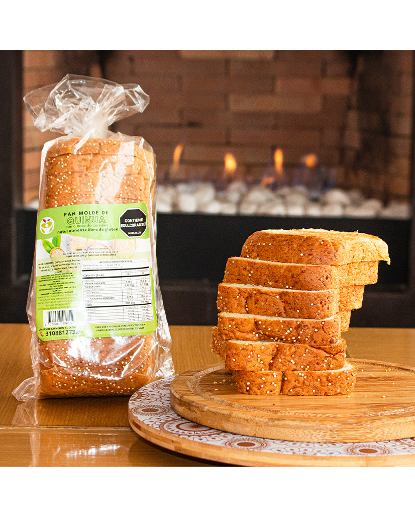 Pan de quinua tajado sin gluten Vida Sana alto en proteína.