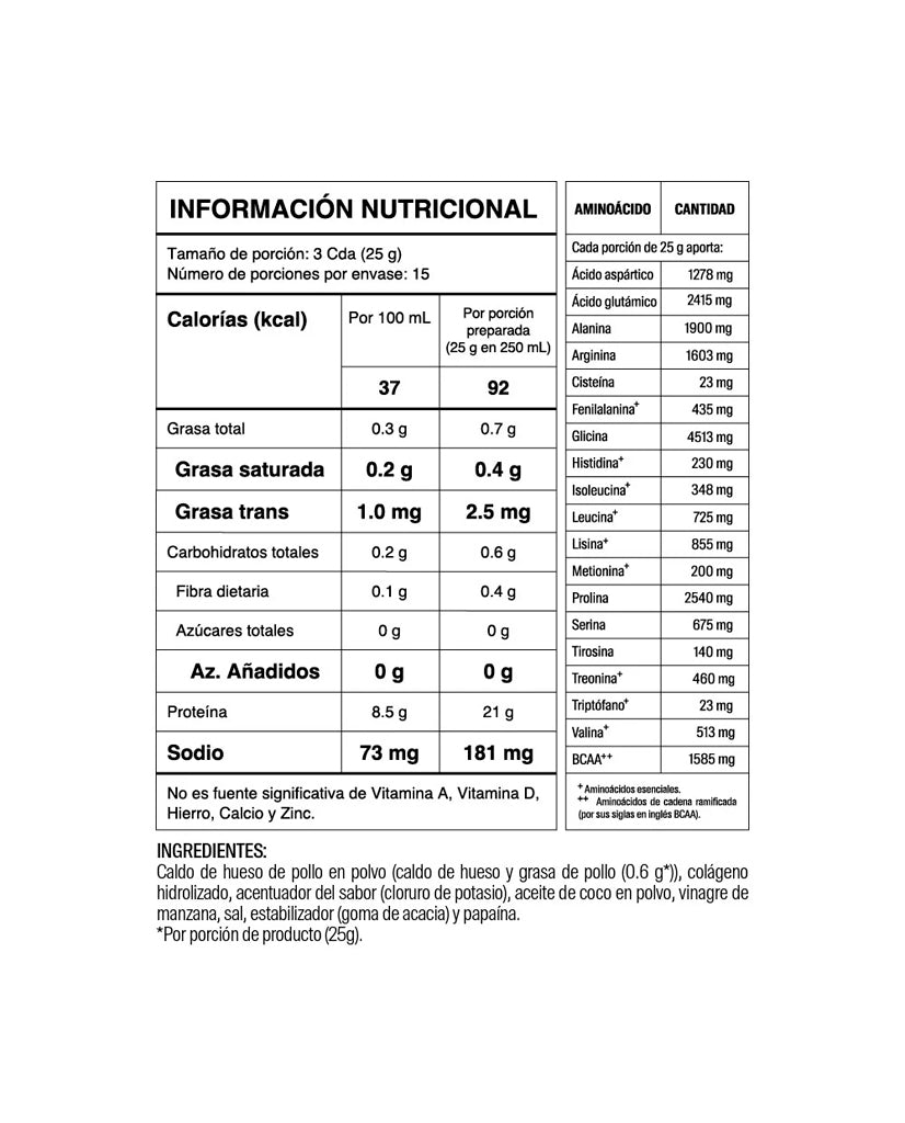 Proteína bone broth power chicken soup Savvy 375 gr