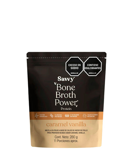 Proteina bone broth power vainilla caramel Savvy 280 gr