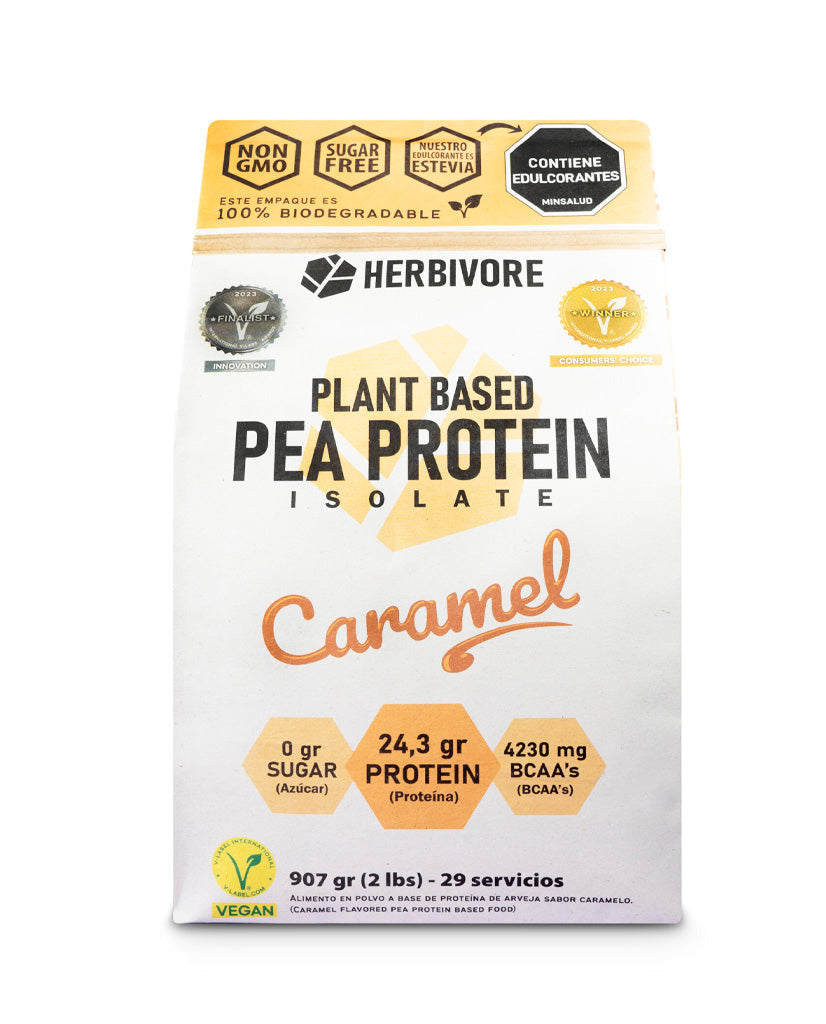 Proteína arveja caramelo Herbivore 907 gr