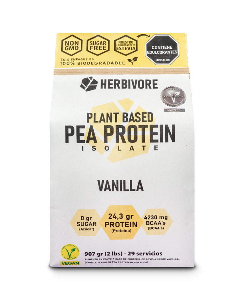 Proteína arveja vainilla Herbivore 907 gr