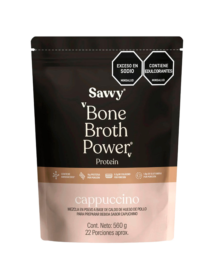 Proteina bone broth power cappuccino Savvy 560 gr
