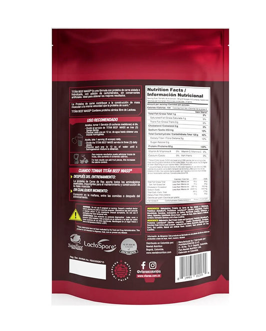 Proteína titan beef mass vainilla Vitanas 2 lb