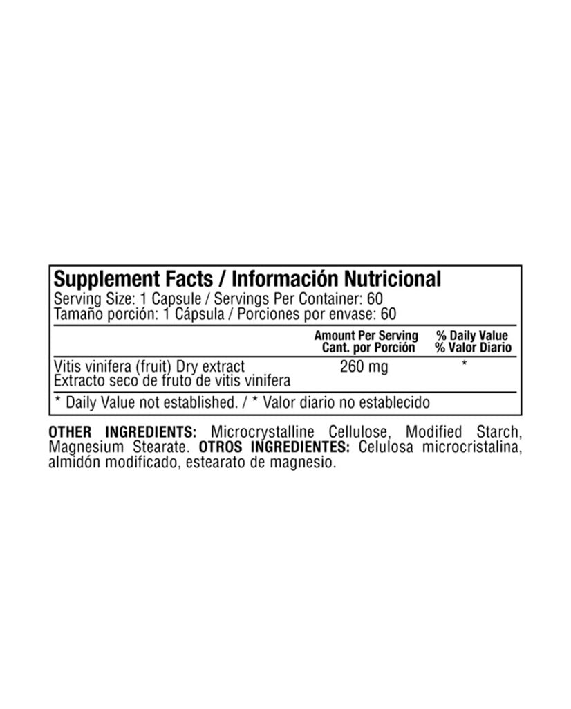 Tabla nutricional y recomendaciones de uso de Reswine.
